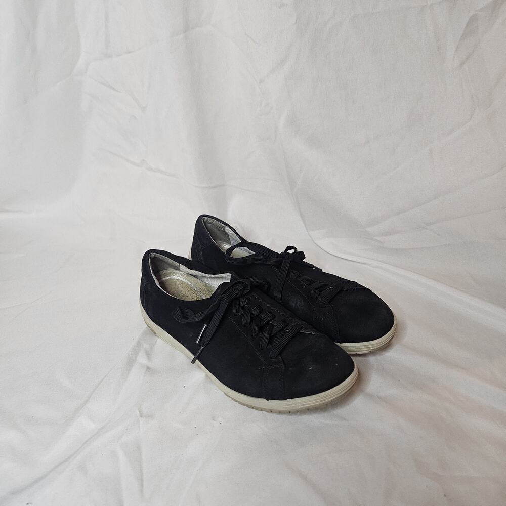 Dansko Leela Black Suede Leather Lace Up Sneakers Shoes 38 US 7.5-8